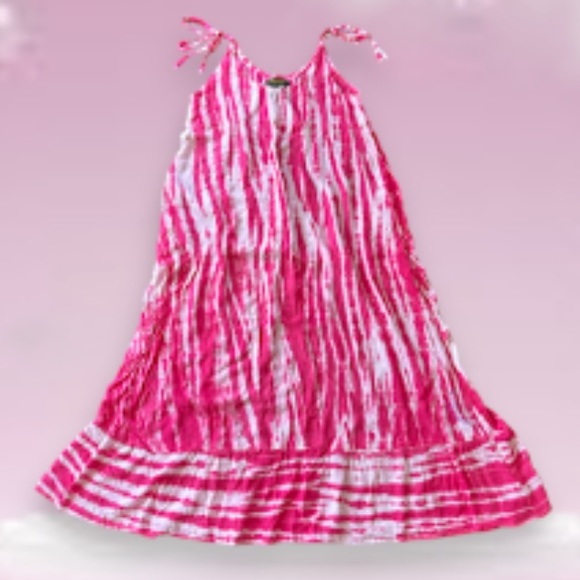 Bali Pink Tie Dye MIDI Dress One Size NWT - Picture 2 of 4